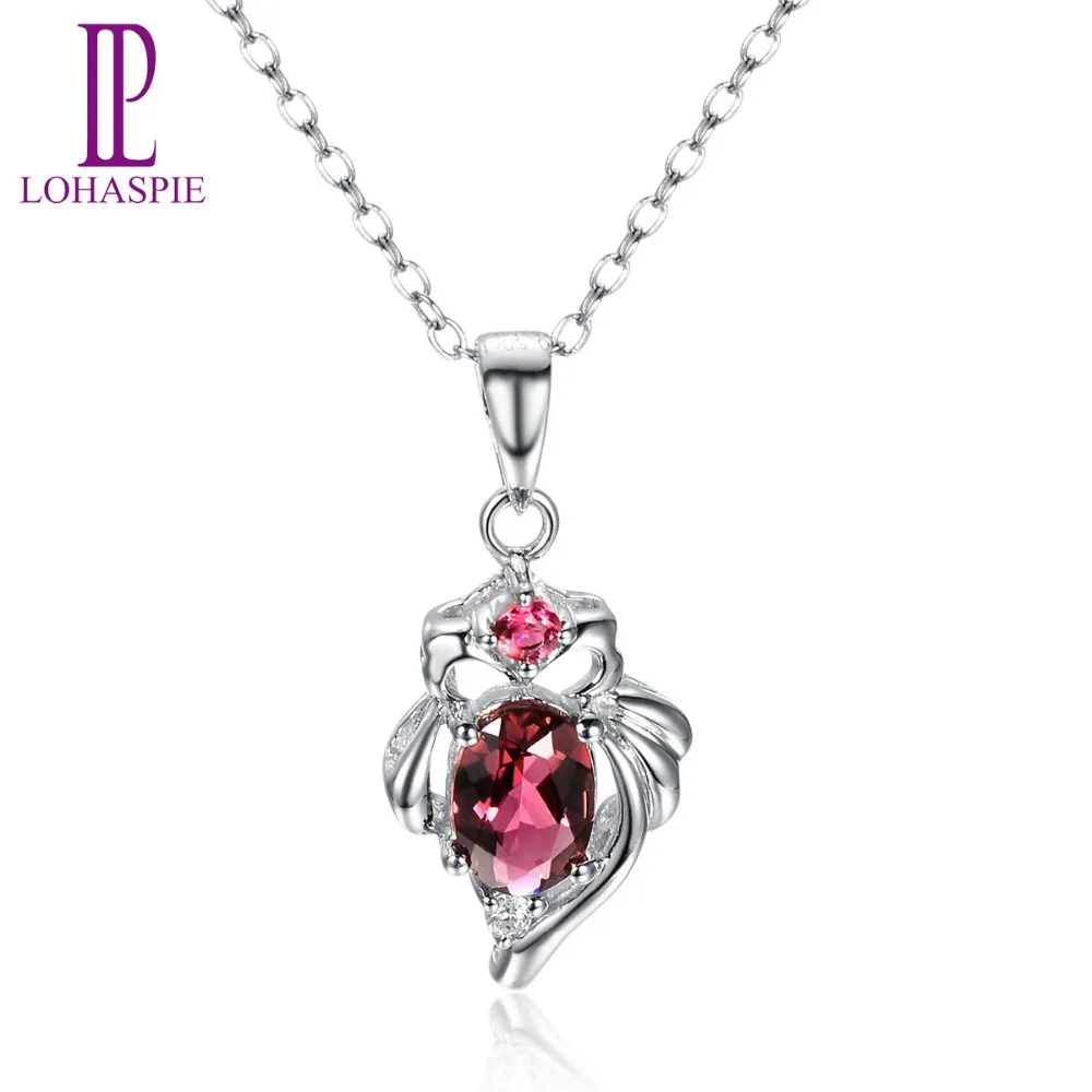 

Lohaspie Diamond-Jewelry Gemstone Solid 18K White Gold Natural Tourmaline Pendants Fine Fashion Stone Jewelry For Wedding Gift