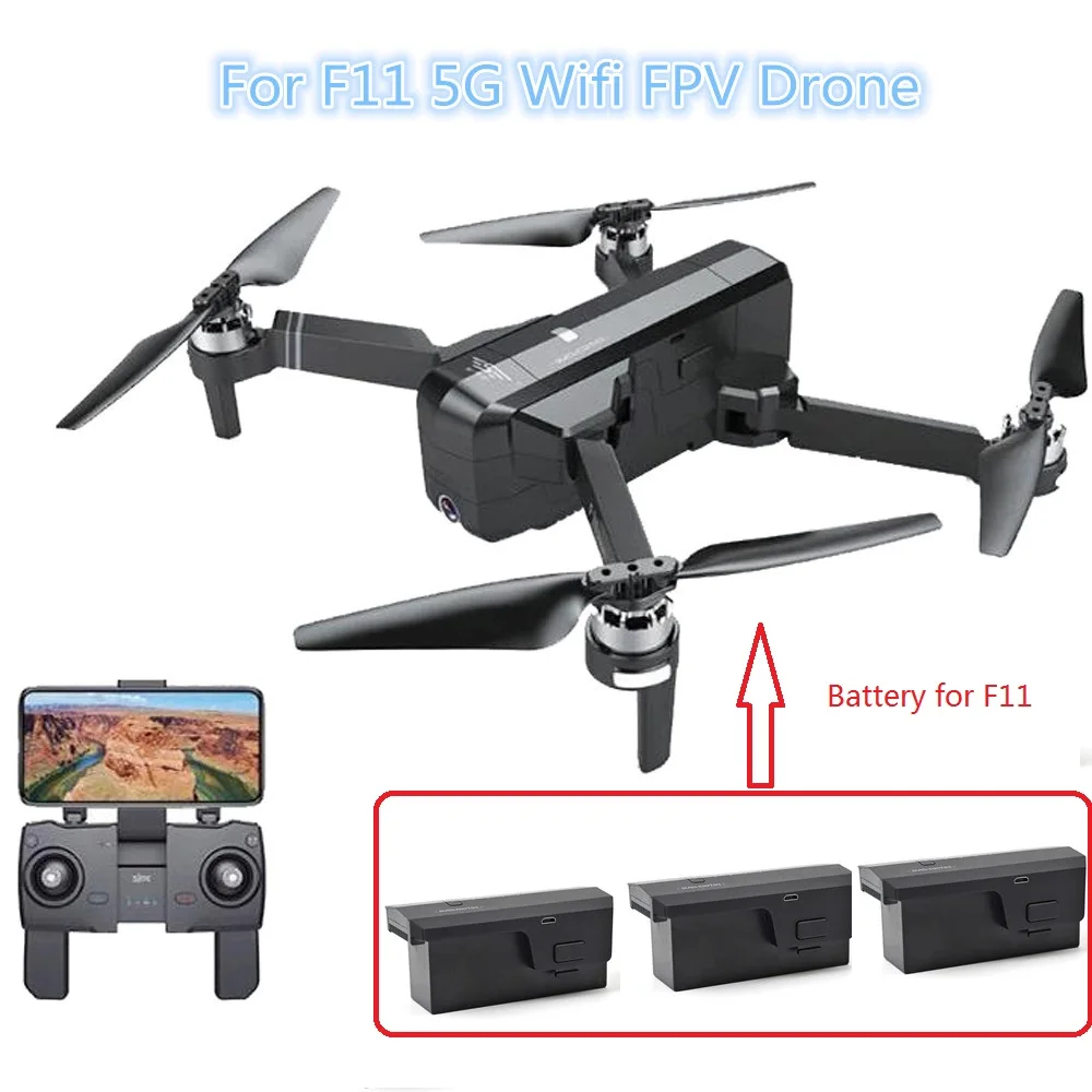 

Hot sell RC Drone battery 11.1V 2500mA battery USB Charge line and Propeller for F11 5G Wifi FPV GPS Brushless Drone spare part