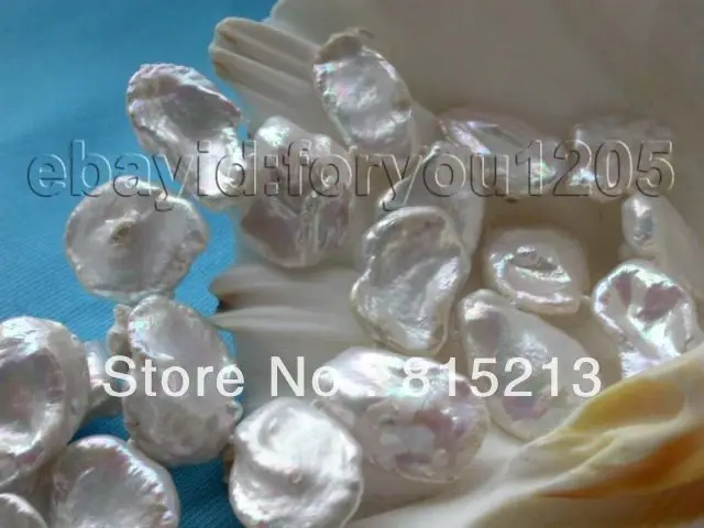 

ddh00411 Genuine Natural 25mm White Reborn Keshi Petal Pearl Necklace 14k