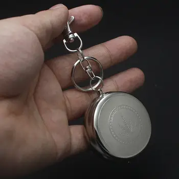 

Round Pocket Portable Cigarette Ashtray with Lid Keychain by Stainless Steel RT99