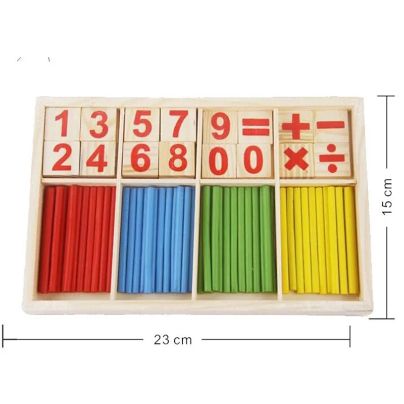 Montessori Wooden Number Math Game Sticks Box Educational Toy Puzzle Teaching Aids Set Materials