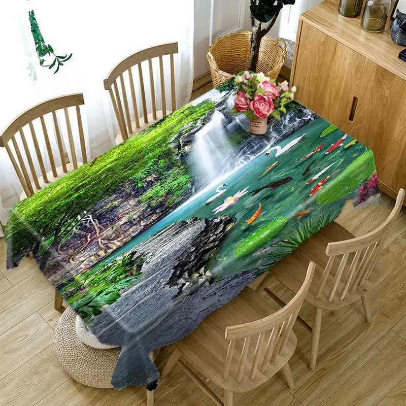 Style B Китайская 3d круглая скатерть для гостей, приветствие, сосновый водопад, пейзаж, утолщенная хлопковая прямоугольная домашняя скатерть, украшение - Цвет: Style B