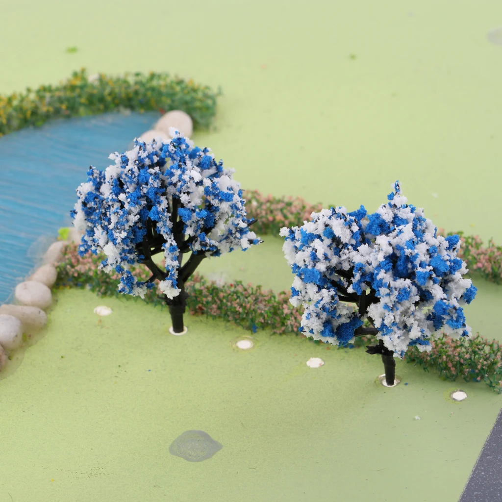 10pcs 1:200 Train Railroad Scene Scenery Diorama Wargame Landscape Model Trees Scale with Flowers Model Building Kits