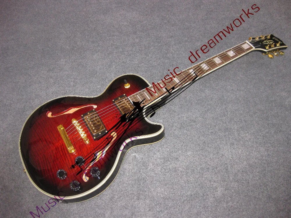 China OEM shop firehawk Hollow  Jazz Guitar F hole High Quality Best Surrounded by black red G - the Custom SHOP