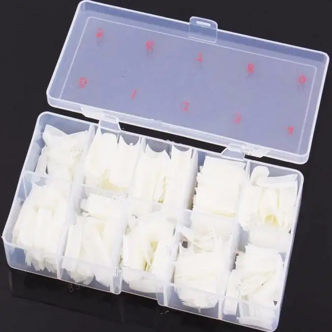 Box 500Pcs Clear White Natural False Acrylic Nails Art Tips UV Gel DIY Nail Art Decoration Interior Design