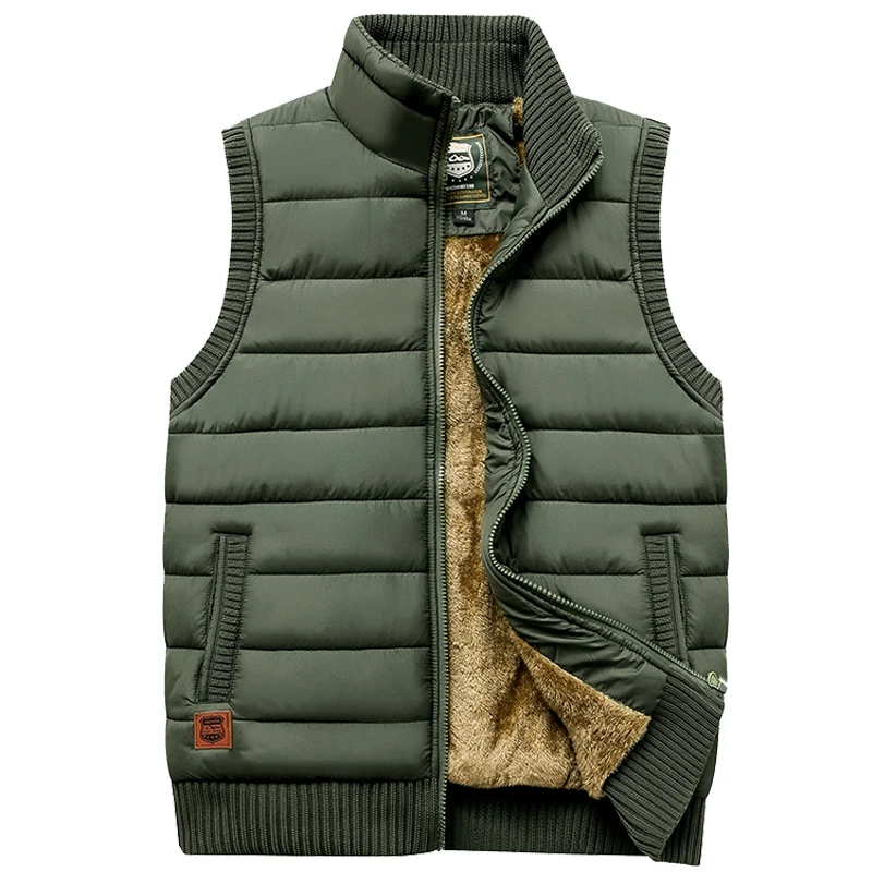 ZOZOWANG Army style Autumn Winter Men Coat Warm Sleeveless Jacket Casual Men Vest Coat Fleece Army Green Waistcoat Big Size 4XL