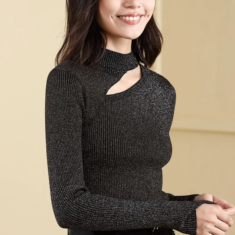 2018 New Sweater Half-high Round Neck Bottoming Shirt Slim Solid Color Fashion Bottoming Sweater vestidos