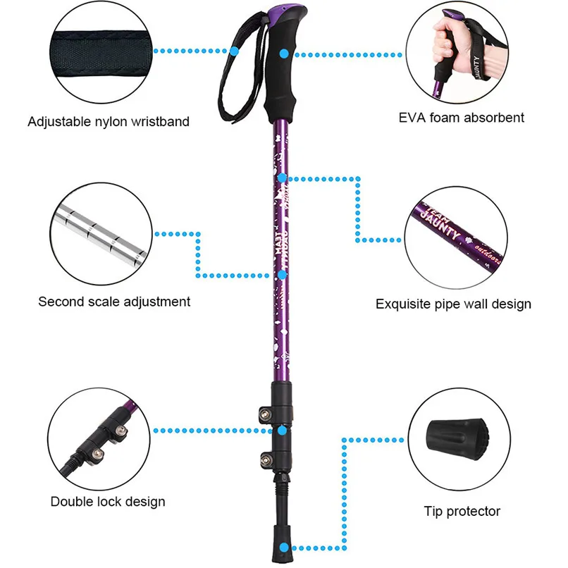 Walking Stick Hiking Climbing multi-purpose trekking pole Aluminum Alloy Alpenstock 63cm-135cm #2o30#F (5)