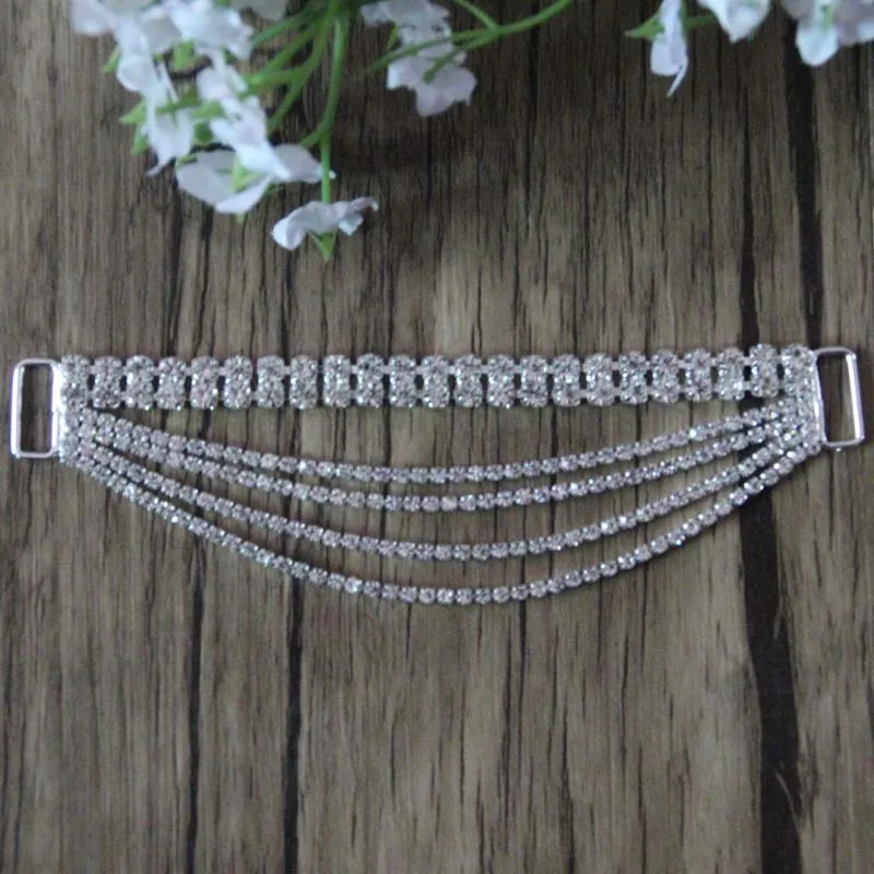 Free Shipping 20pcs/lot 7'' Rhinestone Connector Shoe Buckle Apparel Buckle Bikini Connector Headband Connector LSRC62201