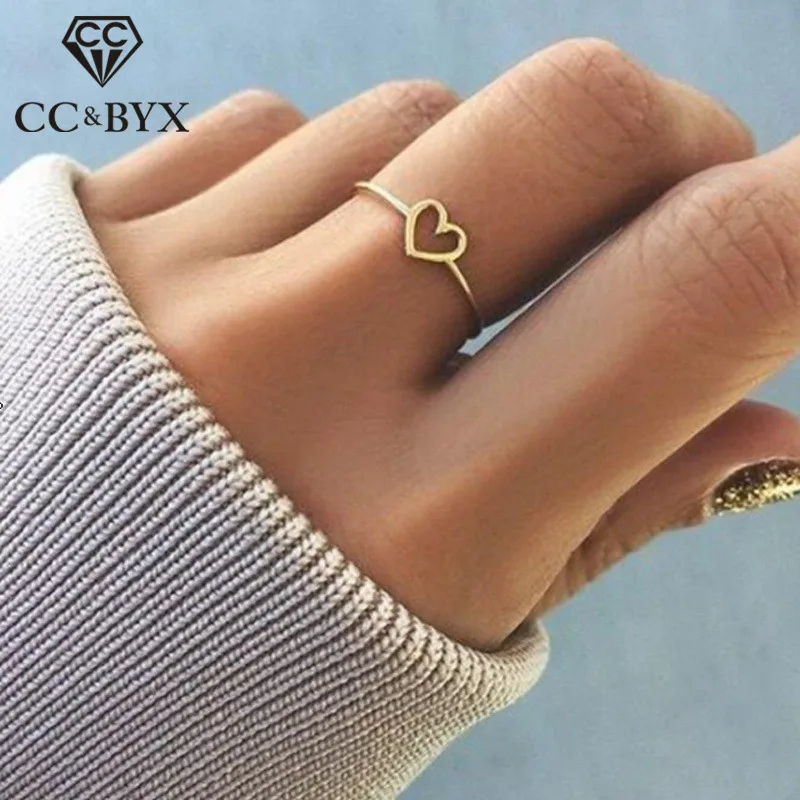 CC-Anillos para mujer, para compromiso, boda, corazón, hueco, accesorios, envío directo, CC2154 - Joyería y accesorios