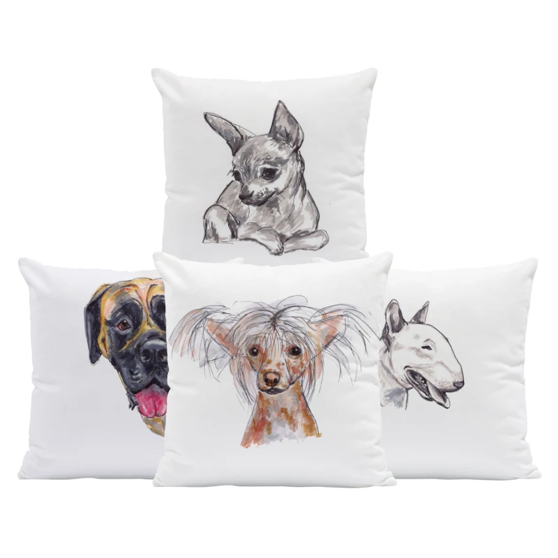 

Greyhound Labrador Cushion Cover Dachshund Pillowcase Poodle Bull Terrier Chic Car Nap Mat Dog Throw Pillows 45*45 Velvet Photo