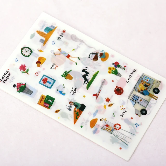 6 Pcs/Set New Diy Lifestyle Deco Transparent Planner Stickers Sticky Notes Decoration Label