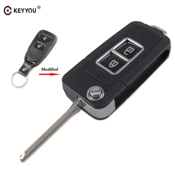 

KEYYOU 2 Button Modified Flip Folding Car Remote Key Shell Case For Hyundai Tucson Elantra Accent SANTA FE Keyless Entry Key