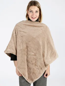 

Woman faux leather cosy cloak