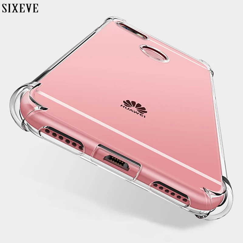 Противоударный прозрачный силиконовый чехол SIXEVE для Huawei P10 Lite Plus P8 P9 Y3 Y5 2017 honor 9