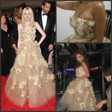 Myriam Fares А-Силуэт без бретелек Аппликации Длина до пола вечернее платье для выпускного вечера платье знаменитостей