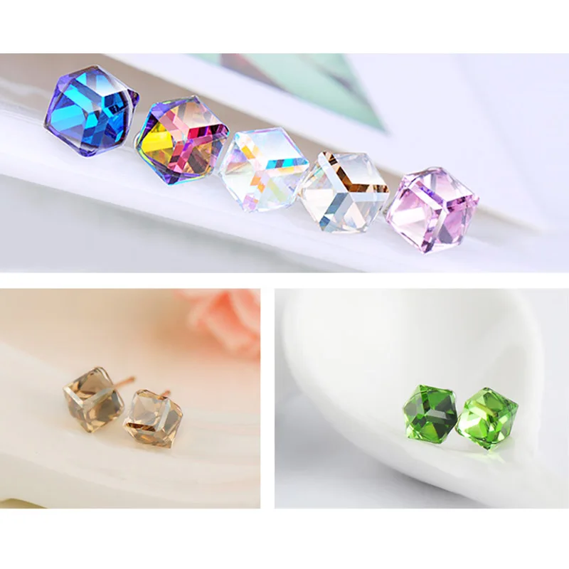 4Pairs Cute Bling Bling Cubic Crystal Stud Earring For Women Girls Rhinestone Earing With Stones Brinco Wedding Jewelry Gift 3