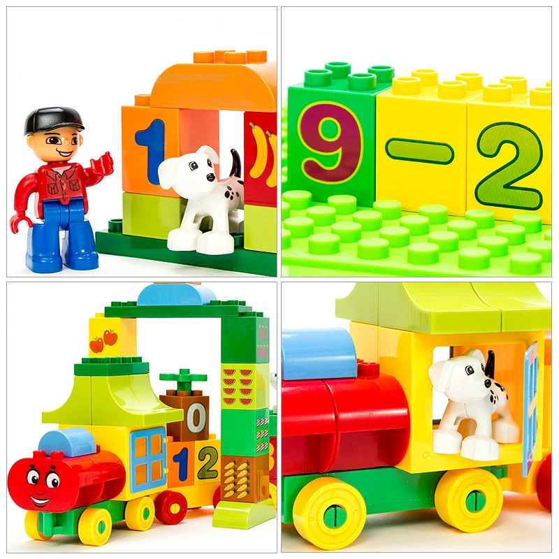 50 шт. Duplo номер поезд большие частицы строительные блоки поезда Детские кубики
