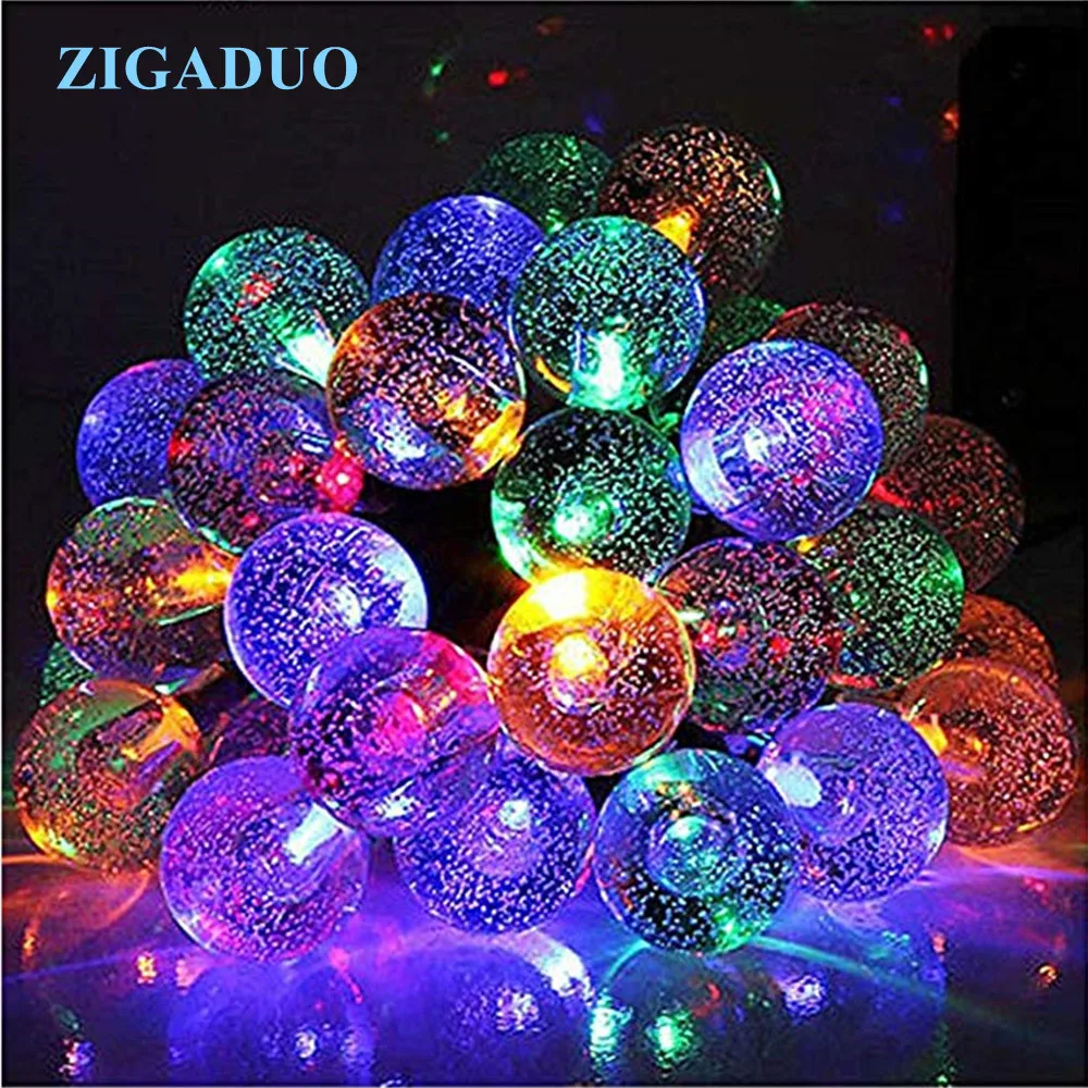 

New 100/200 LED Solar String Lights Outdoor Multicolor LED Crystal Ball Christmas Wedding Garden Party Decor Dream Fairy Lamp