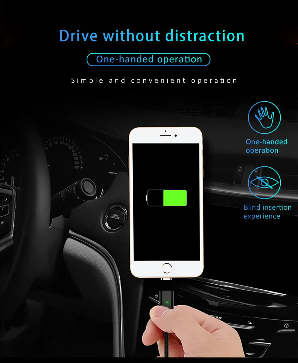 3 In 1 Strong Magnetic Cable With Led Charging&Sync Data Cable For iPhone X 8 Micro USB Type C For Samsung S8 Charger Cables 1M (6)