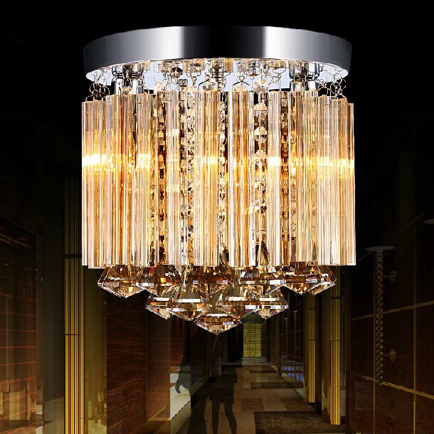 

Free shipping 2014 New arrival lustre champagne crystal tube led ceiling lights Modern living room/bedroom abajur Dia25*H25cm