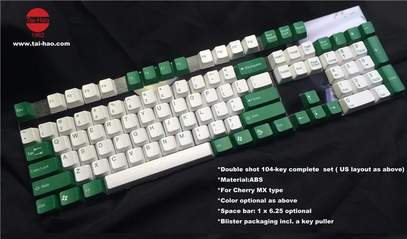 Белая клавиатура cherry mx switch 104 keycaps Taihao double shot гранит Dolch keycap OEM Многоцветный Olivette