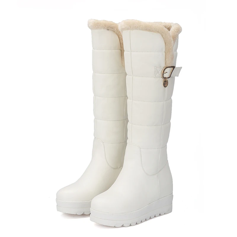 KARINLUNA/зимняя обувь больших размеров 33-43 Удобные женские зимние сапоги на теплом меху черного и белого цвета Водонепроницаемая обувь на плоской резиновой подошве