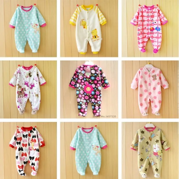 

Spring Autumn winter Fleece Baby Rompers Cute Pink Baby Girl Boy Clothing Infant Baby Girls Clothes Jumpsuits Footed Coverall