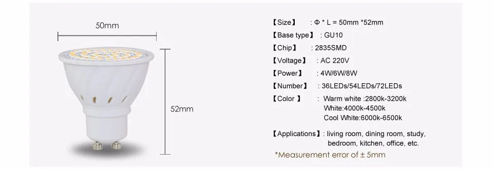 1 шт. высокая яркость E27 MR16 GU10 220 в 230 В Светодиодный прожектор SMD 2835 4 Вт 6 Вт 8 Вт лампы ампулы светодиодный s для домашнего освещения люстры