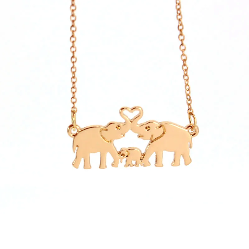 

hzew Elephant father mother and child pendant necklaces Elephants necklaces