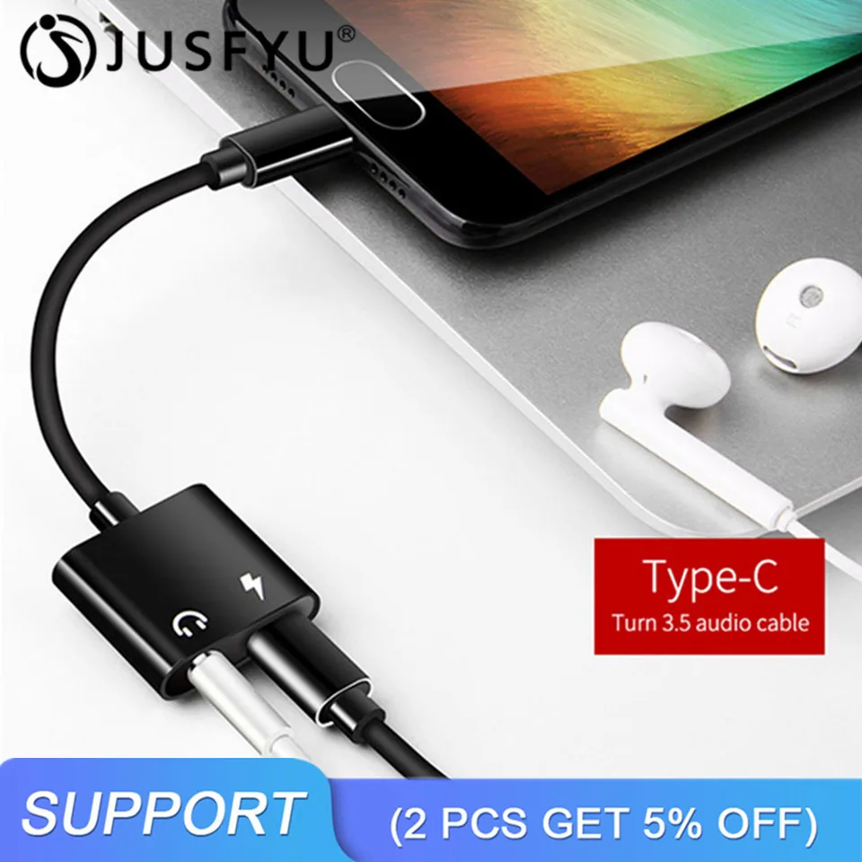 

Type C Jack To 3.5mm Headphone Jack Audio 2 in 1 Converter Splitter Earphone Aux Cable Adapter for Xiaomi POCOPHONE F1 Charging