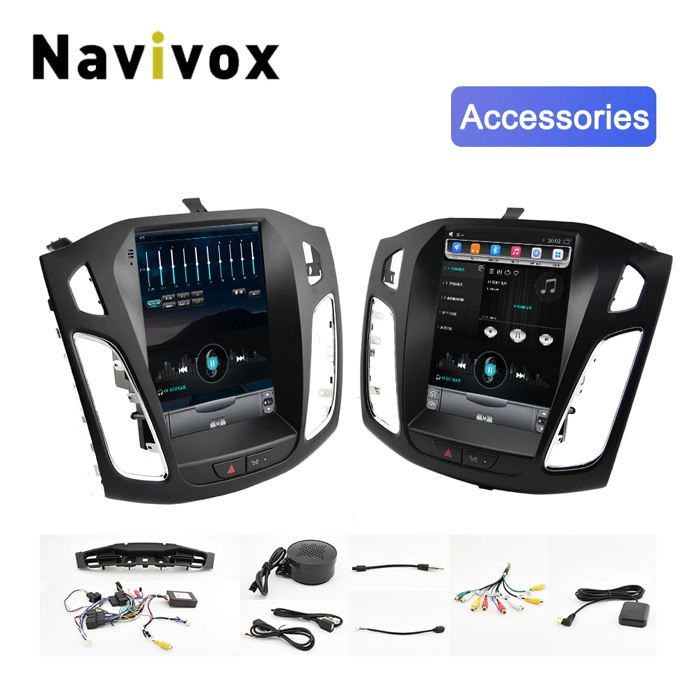 Navivox 2 Din Android Car DVD Player GPS Navi para Ford Focus 2012-2017 espejo enlace Bluetooth Tesla estilo radio de coche con pantalla grande
