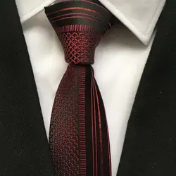 Модные Для мужчин Повседневное Узкий Галстук Свадебная вечеринка красный галстук с геометрическим узором для женихов