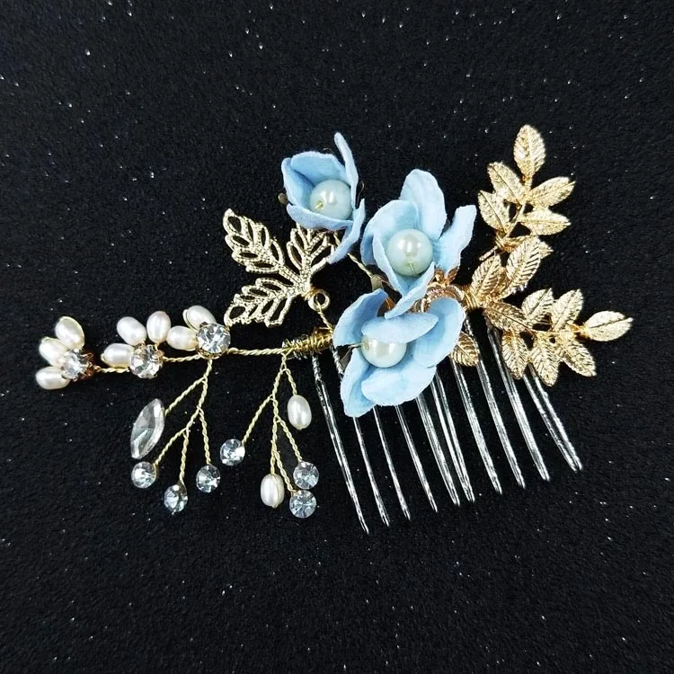 Blue Flower Hair Comb (4)