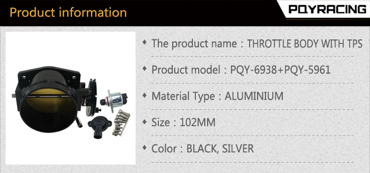 PQY-102 мм дроссельной заслонки+ TPS Мак положения дроссельной заслонки Сенсор для LSX LS LS1 LS2 LS7 серебро черный PQY6938+ 5961