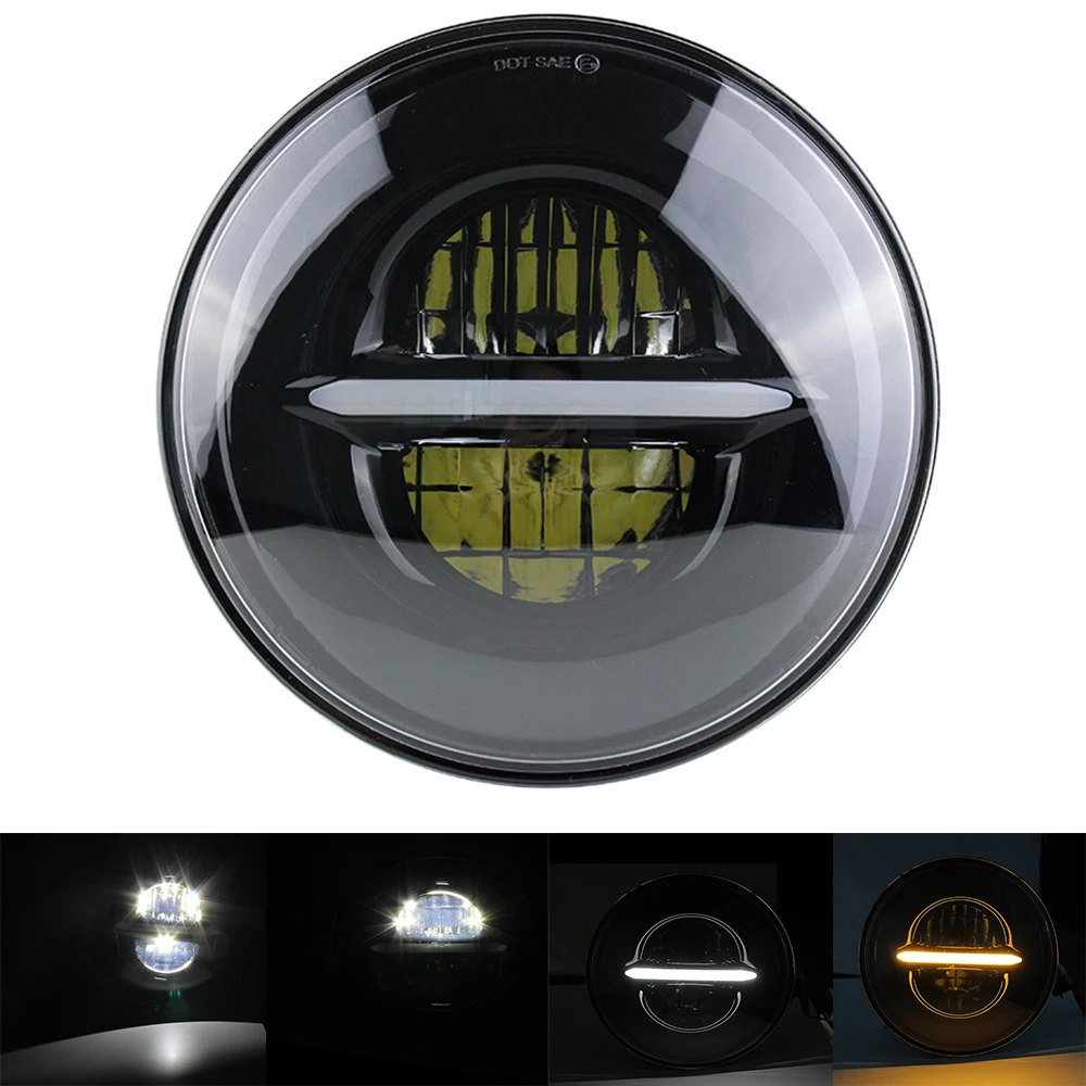 

7 Inch Headlight for Lada Niva DRL H4 For Jeep Wrangler LED Turn Signal Headlamp Daytime Running Lights For Land Rover Defender