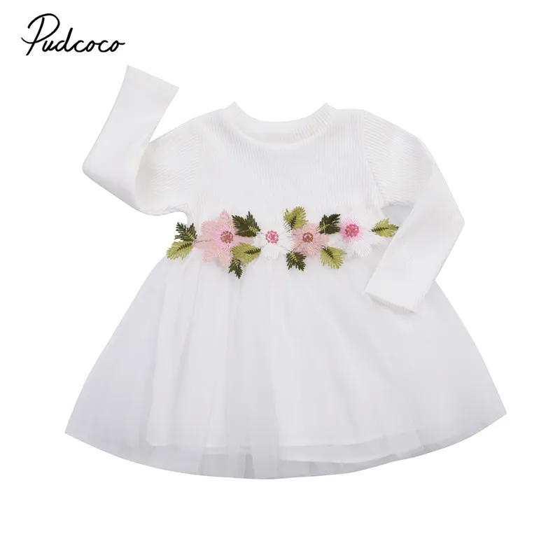 

Autumn Winter Baby Girls Costume Birthday Wedding Party Princess Pageant Floral Lace Long Sleeve Dress Newborn Kids Warm Clothes