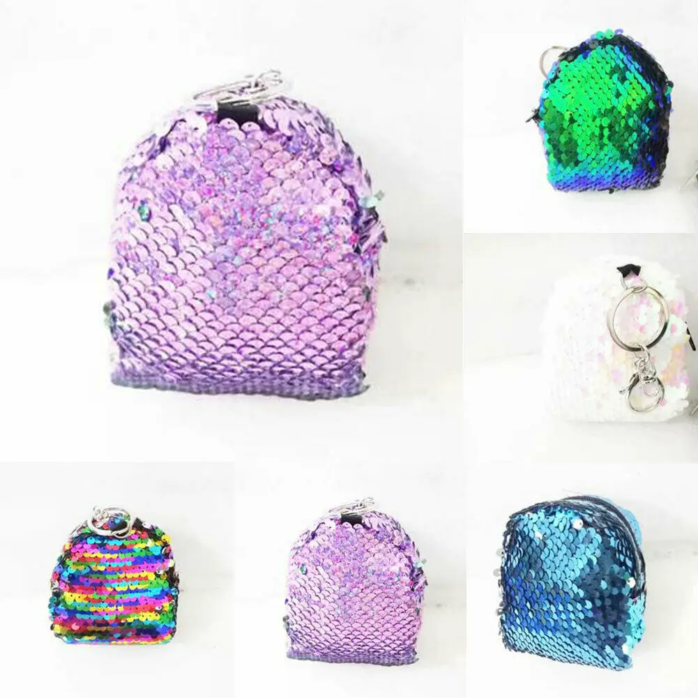 

AU Fashion Women Sequin Mini Wallet Pouch Card Holder Zip Coin Purse Key Chain