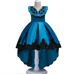 BAOHULU/смокинг хвост модные платья для девочек с вышитыми цветами сиренево-синего цвета для девочек вечерние платье принцессы костюмы для