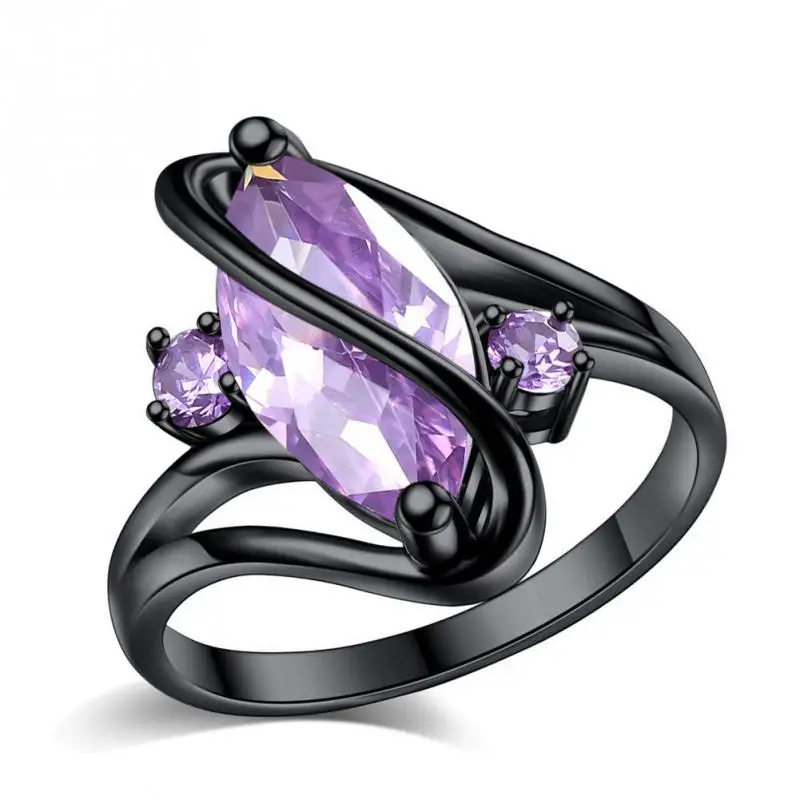 

Fashion Jewelry S Style Black Zircon Stone Finger Rings Black Gold Filled Women Men Wedding Party Promise Ring Bijoux