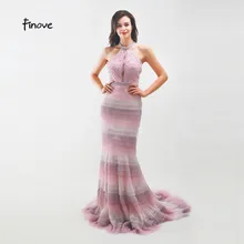Finove платье для выпускного вечера длина до пола прямой сексуальный Холтер с открытой спиной шикарный многоуровневый яркие цвета вечерние женские платья vestido de fiesta