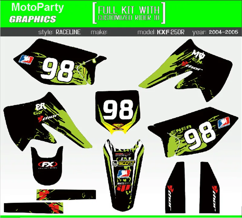 

New Team Graphic Background Decals Kit For Kawasaki KX250F KX 250F KXF250 KXF 250 2004 2005 Motorcycle Stickers