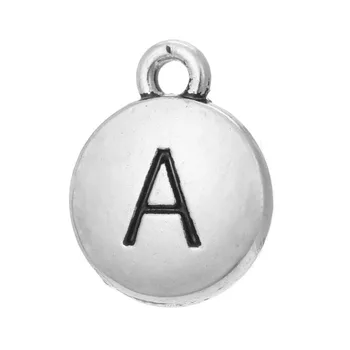 

RAINXTAR Fashion Double Side Alloy Alphabet Charms A-M Letter Charms 11*14mm 50pcs AAC573