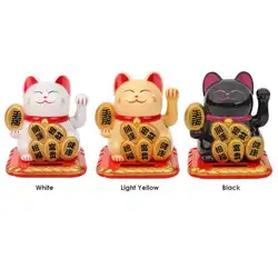 Милые солнечные дрожащие руки Lucky Cat Fortune ремесленные фигурки Декор для дома, магазина не требуется батарея пластик Lucky Cat