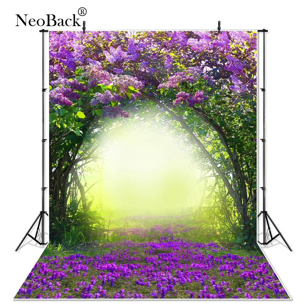 NeoBack Thin Vinyl Purple Floral Scenic Forest Garden Children Photo Backgrounds Printed Studio Photographic Backdrops 0959 | Электроника
