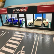 1/64 modelo de carro fábrica de reparação modificado arquitetura diorama cena salão de exposição ho railway layout de trem escala N