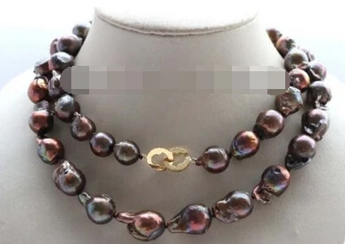 

11.24 33" Genuine Natural 17mm Coffee Baroque Reborn Keshi pearl Necklace 14KGP