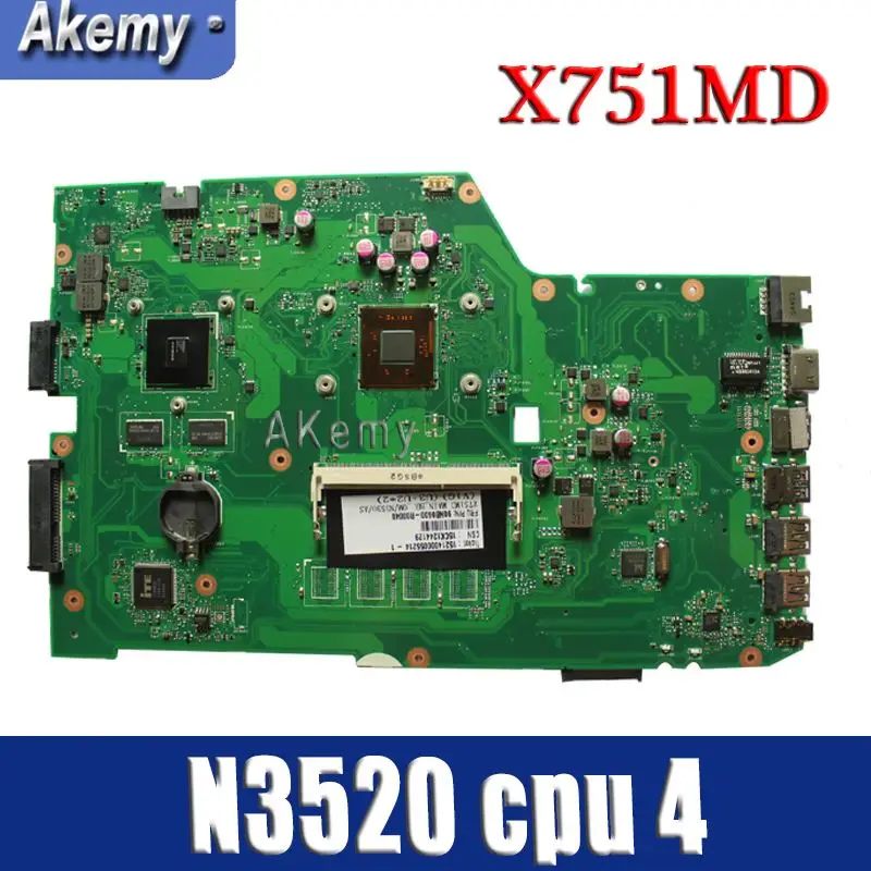 Материнская плата для ноутбука Amazoon X751MD For Asus X751MJ X751M K751M протестированная