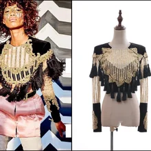 Большая Европейская и американская Высококачественная индивидуальная новая футболка с крупным бисером и кисточками, универсальная футболка с короткими рукавами для женщин