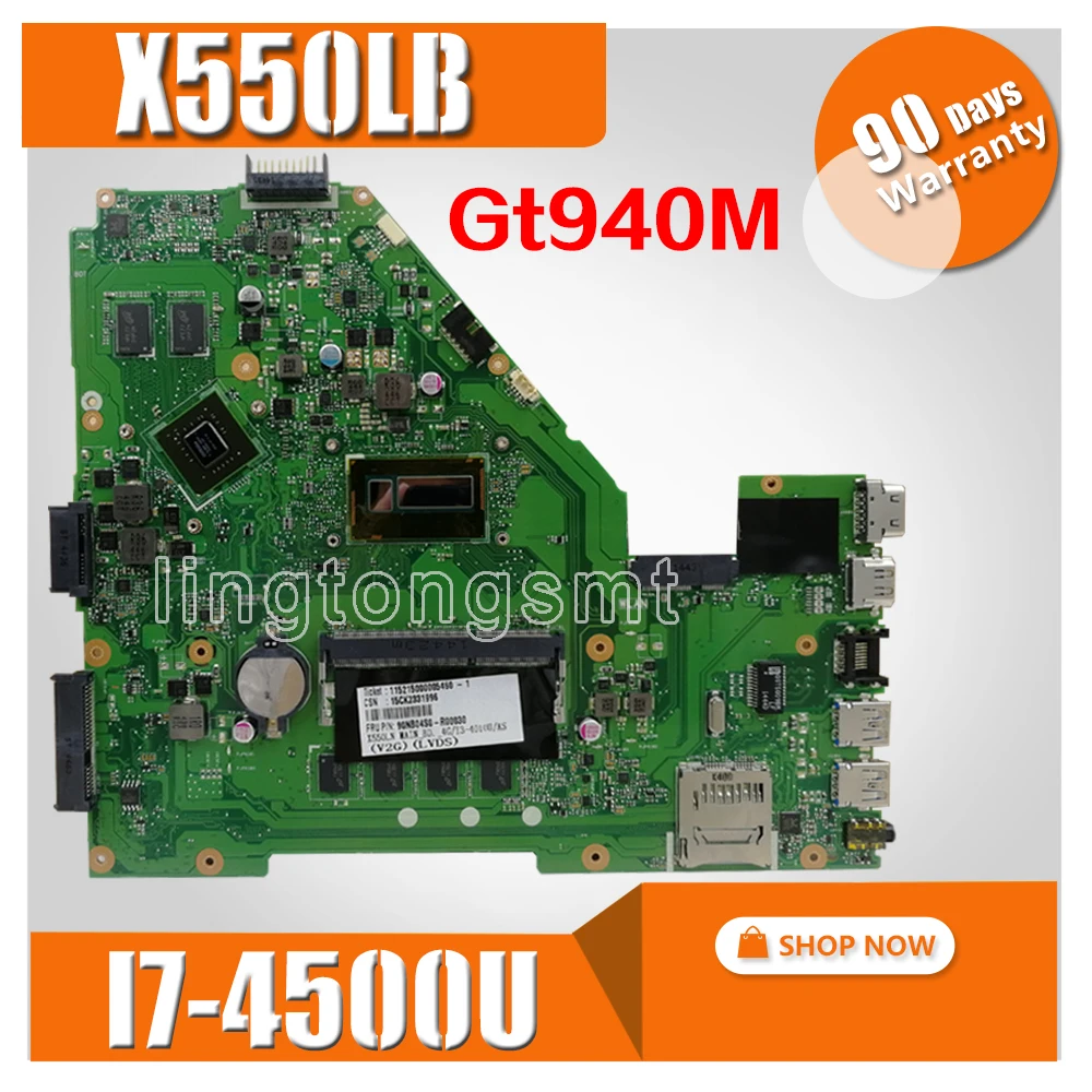 

X550LB Laptop motherboard for ASUS X550 X550LD X550LB X550LN Test original mainboard 4G RAM Gt940M/I7-4500U